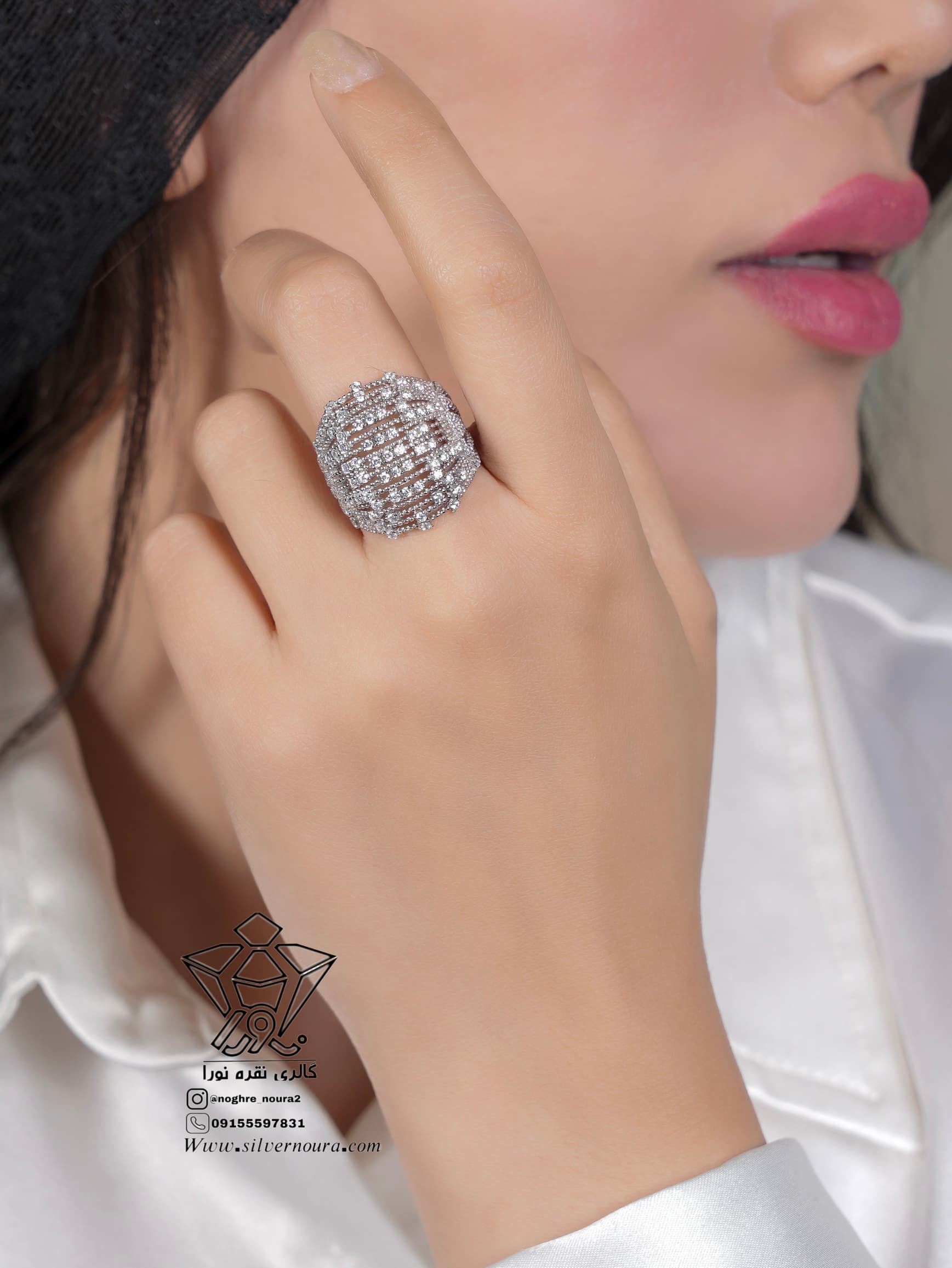 انگشتر جواهری نقره