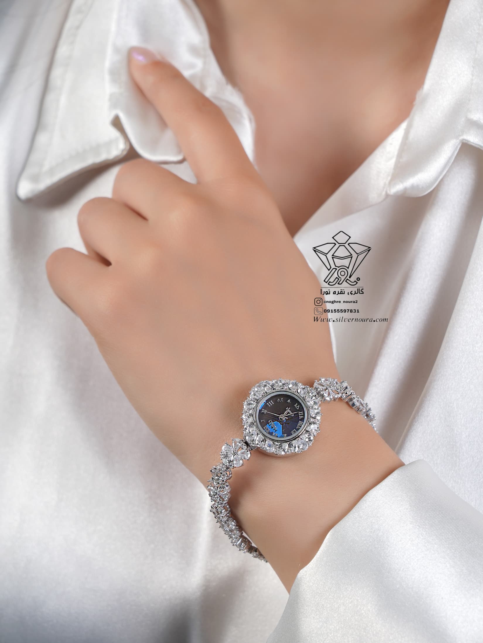 ساعت جواهری نقره