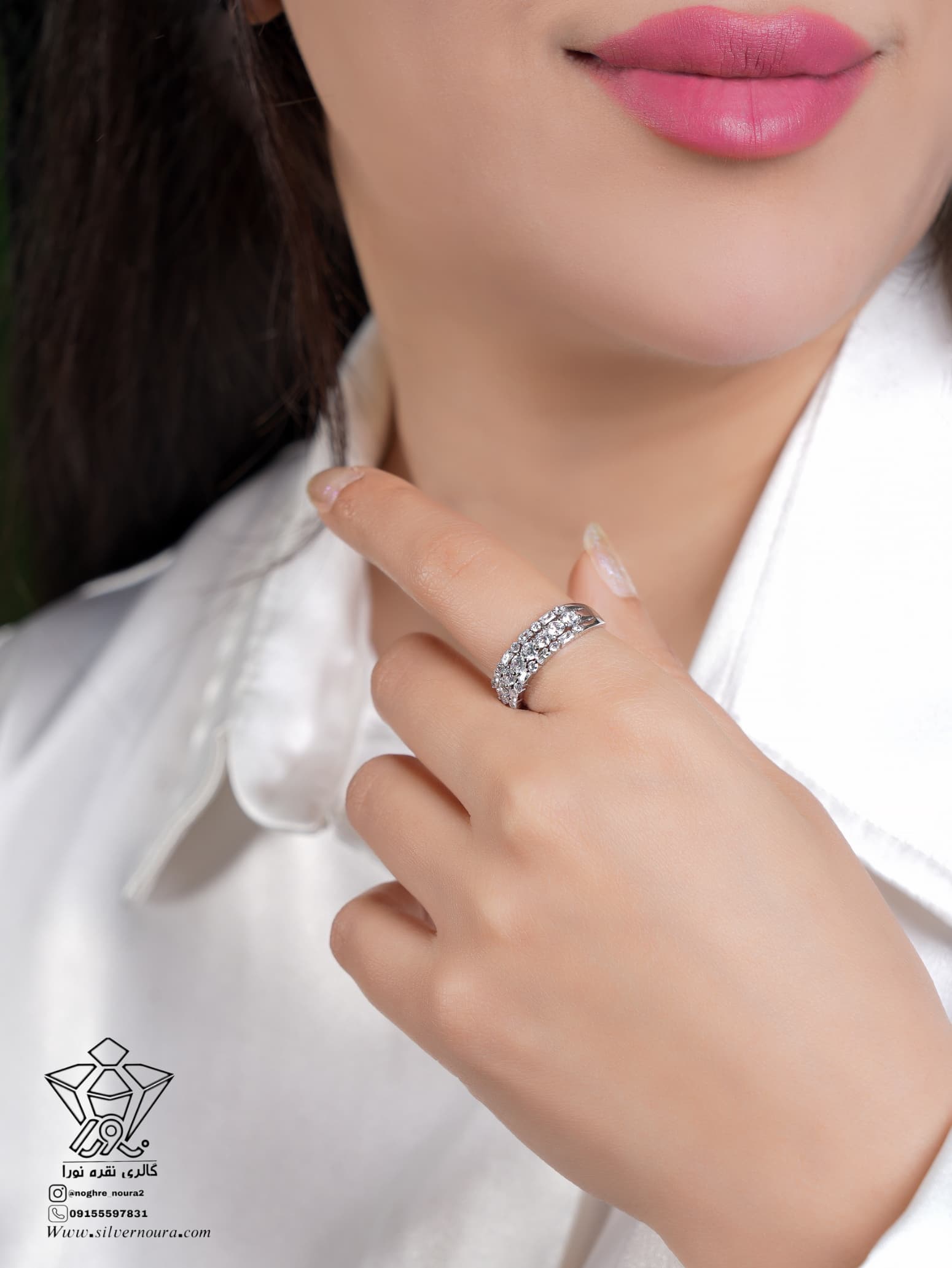 انگشتر جواهری نقره