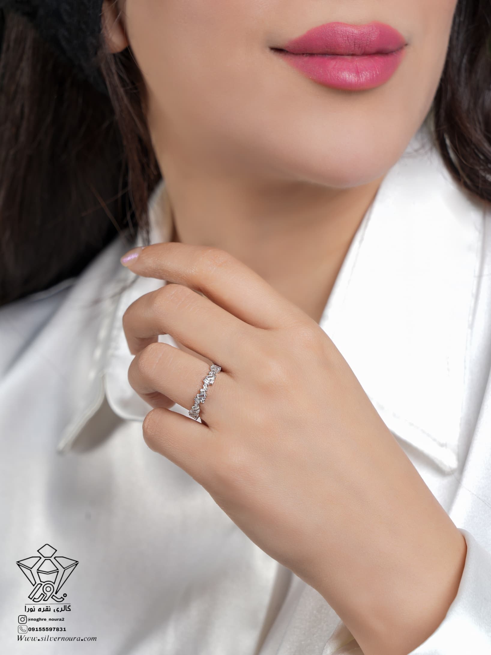 انگشتر جواهری نقره