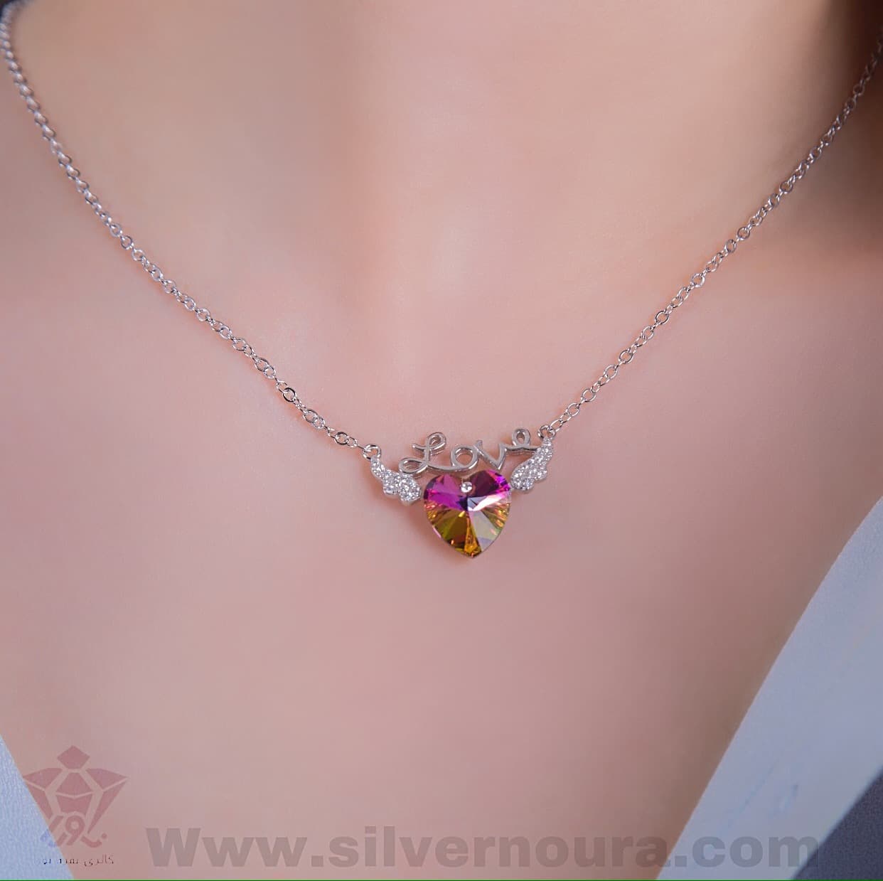آویز سوارسکی نقره love